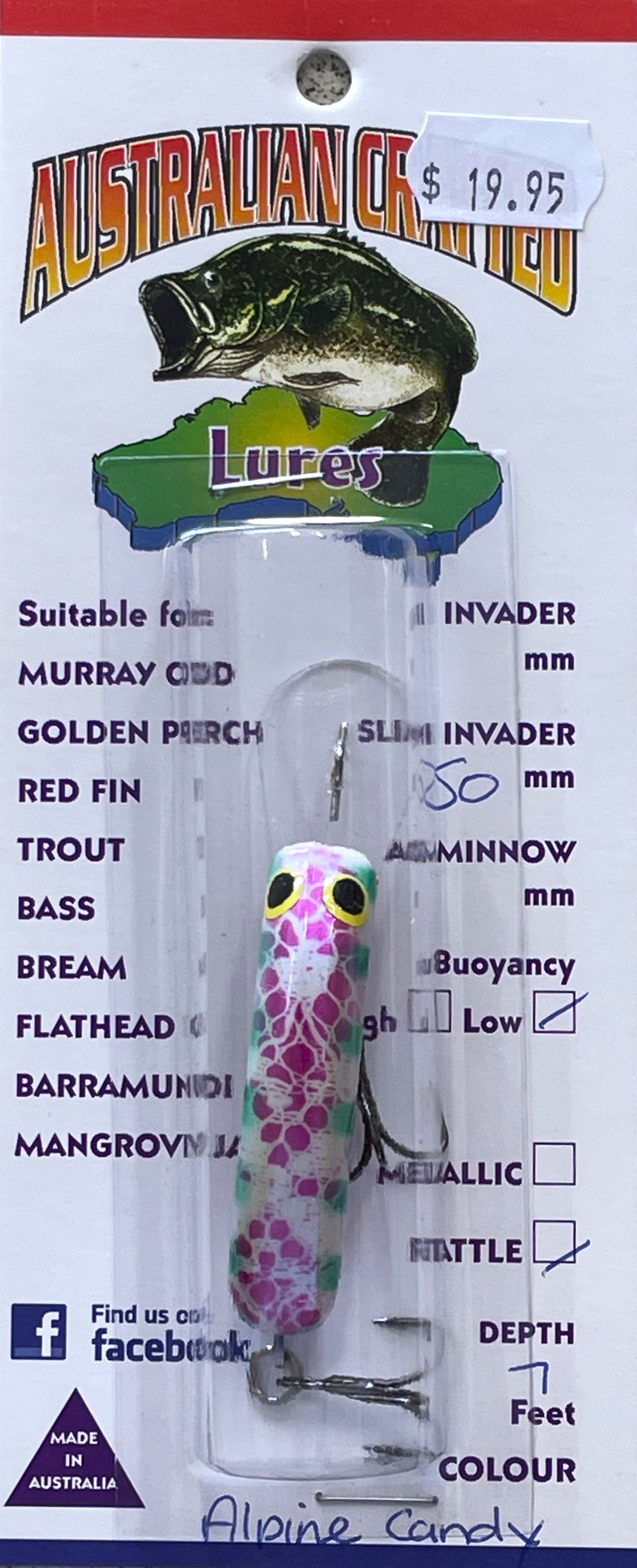 Australian Crafted Lures - Slim Invader 50mm 7ft (Alpine Candy)