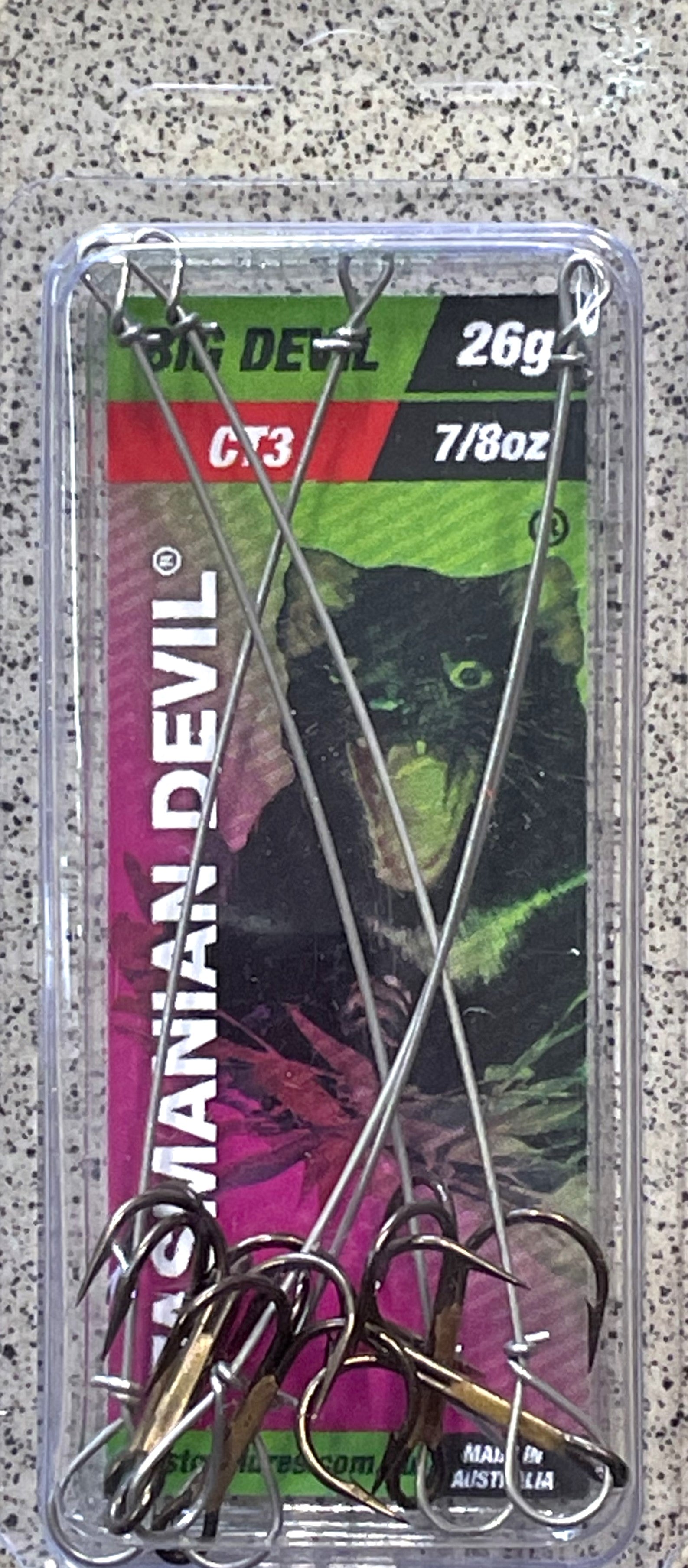 Tasmanian Devil 26 gram Treble Hook Centre's - 5 Pack