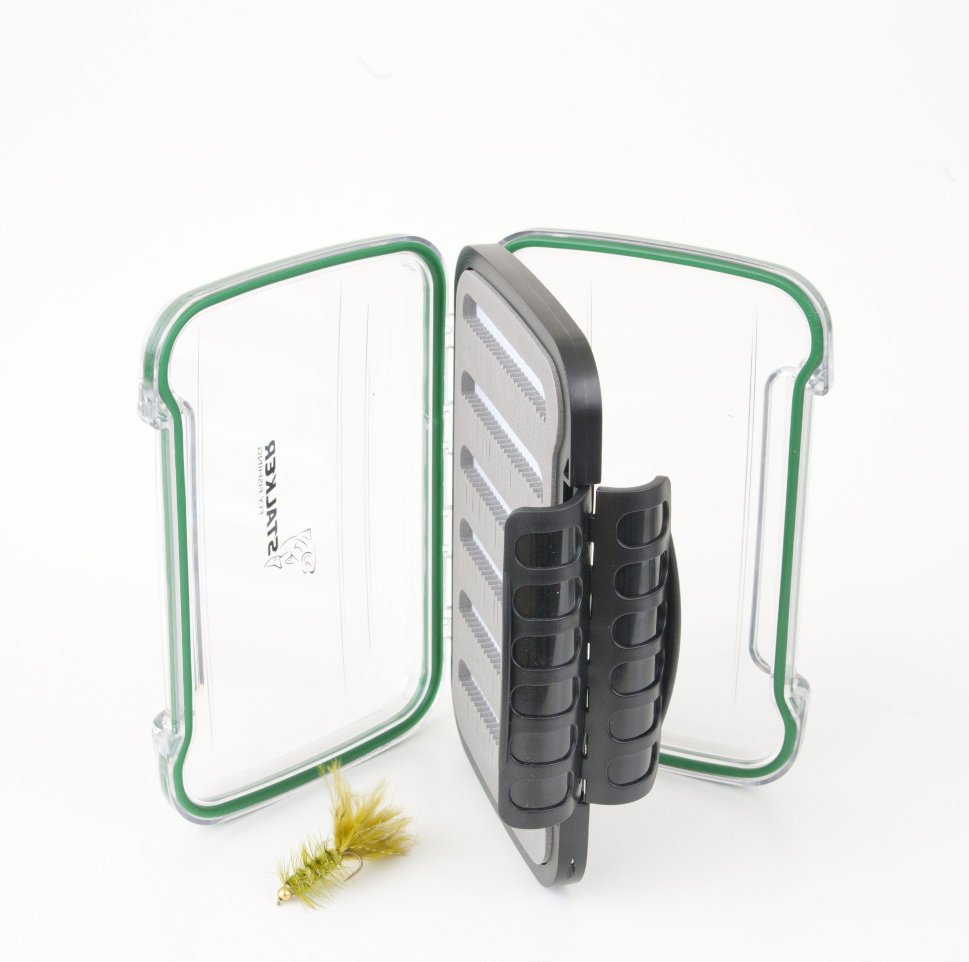 Stalker Double Sided Small Green and Black Fly Box