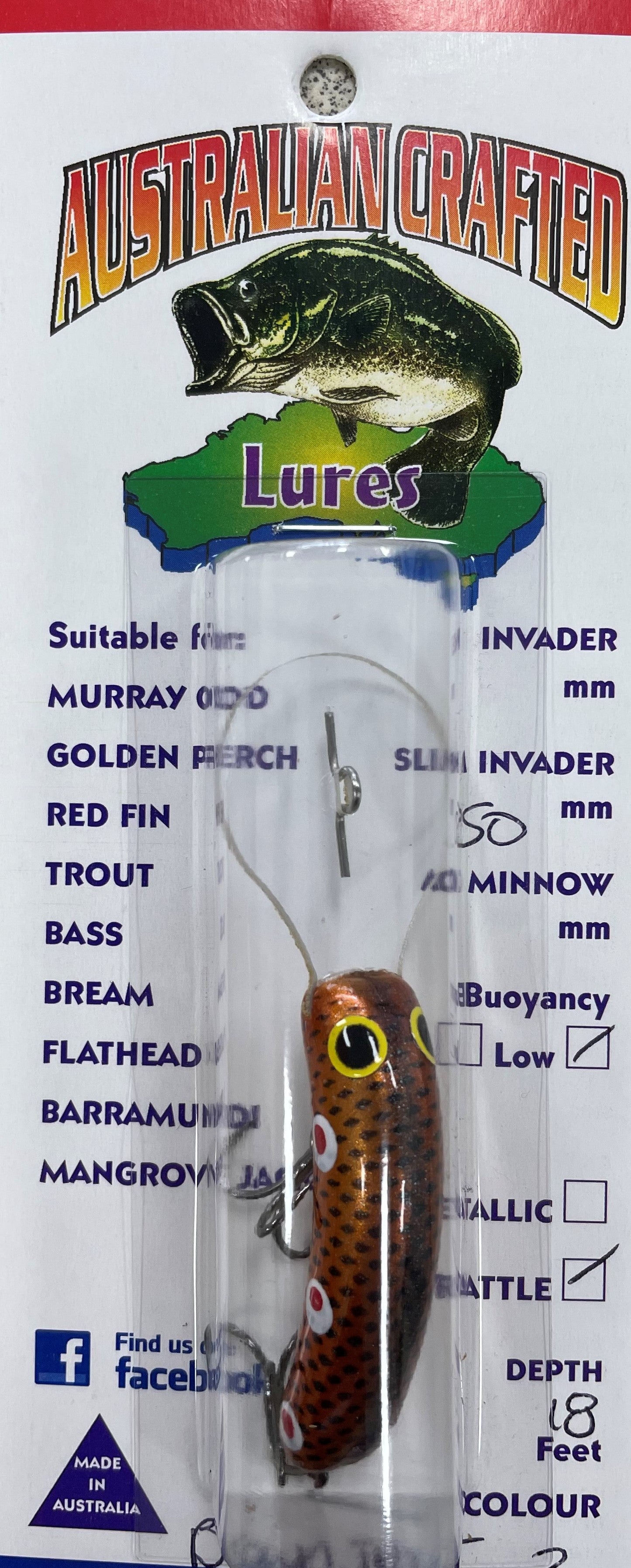 Australian Crafted Lures - Slim Invader 50mm 18ft (#2 Brown Trout)