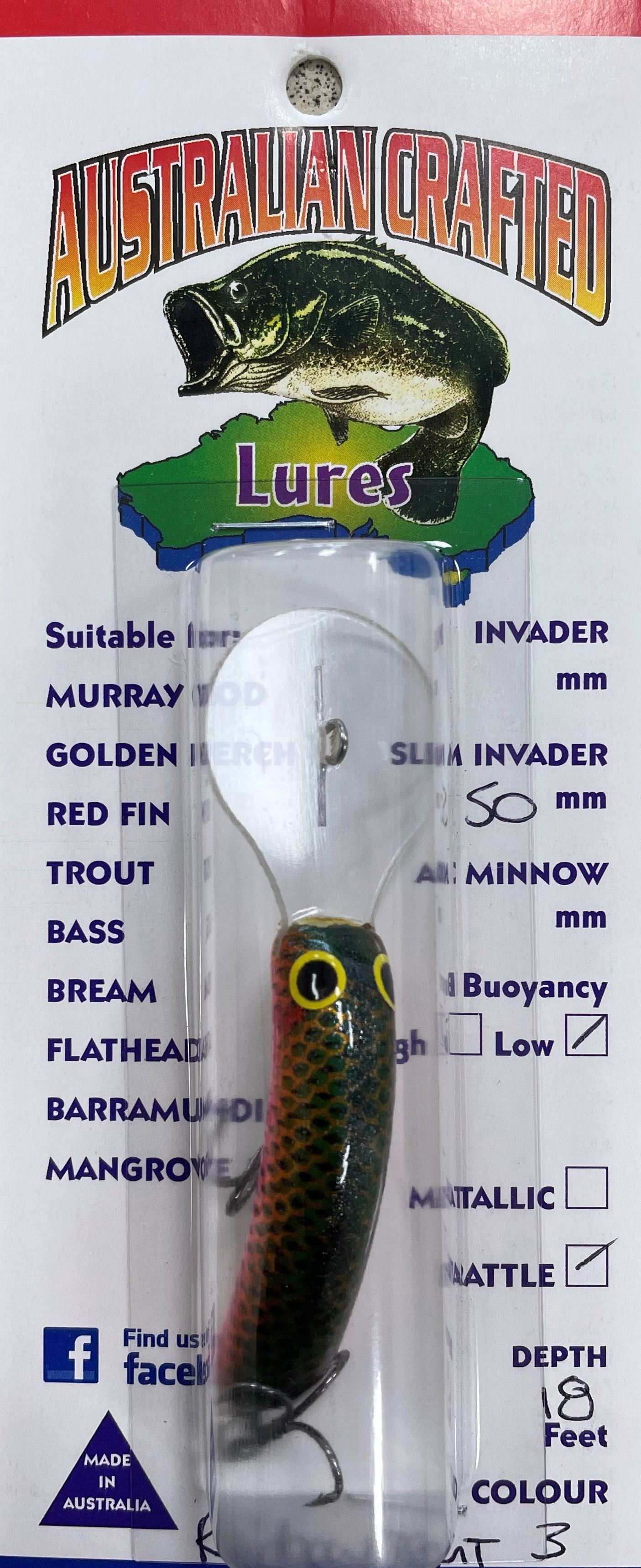 Australian Crafted Lures - Slim Invader 50mm 18ft (#3 Rainbow Trout)
