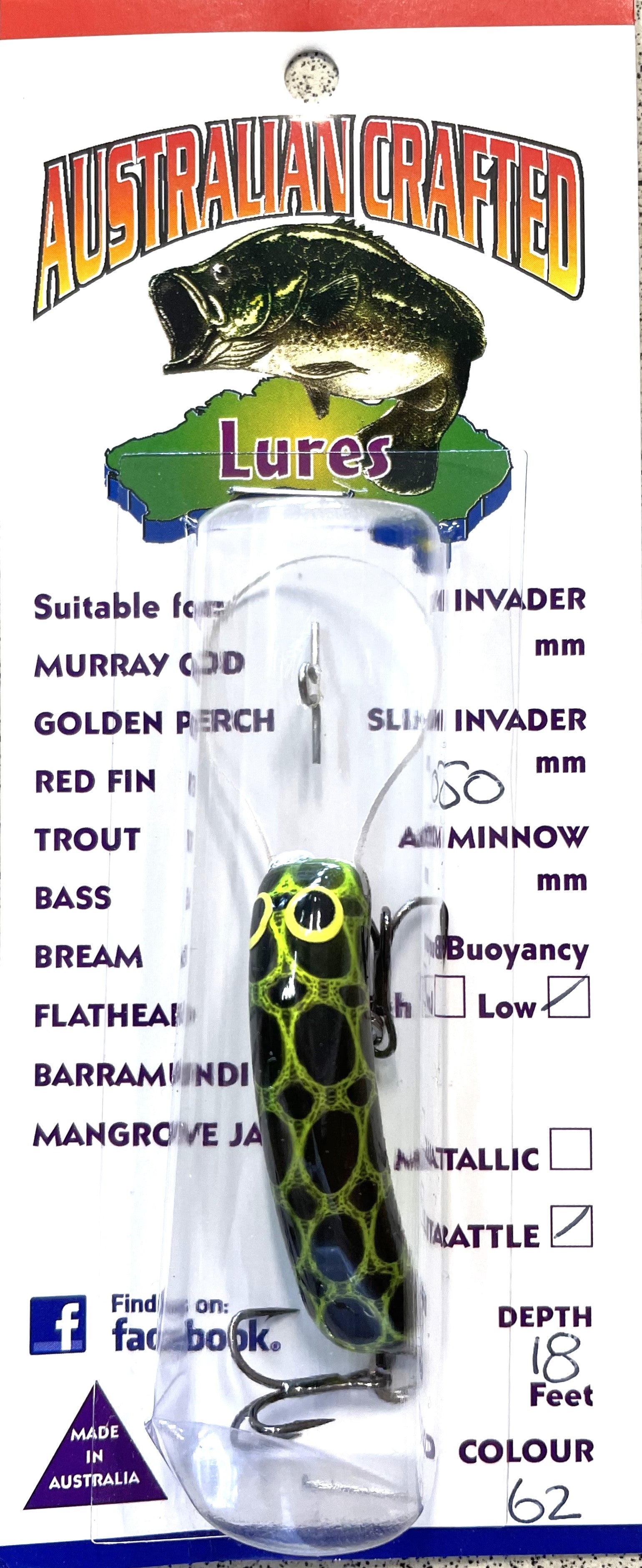 Australian Crafted Lures - Slim Invader 50mm 18ft (#62)