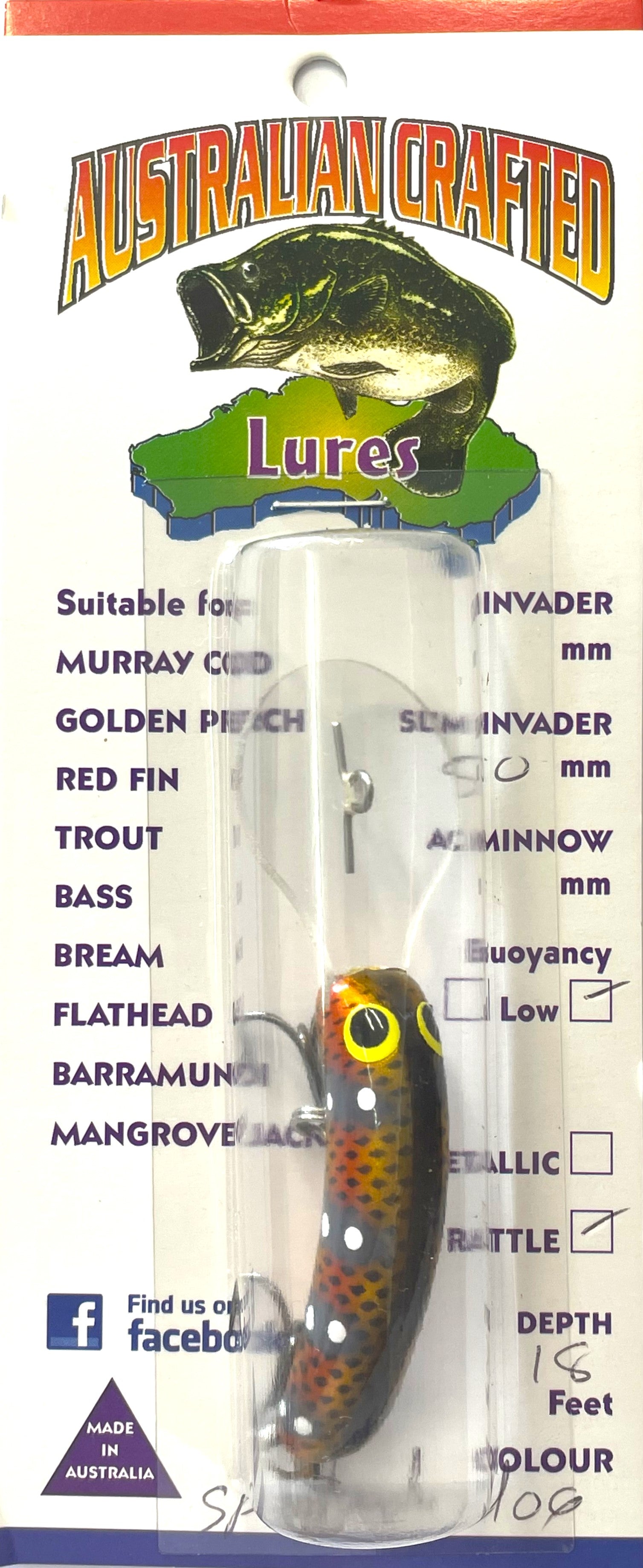 Australian Crafted Lures - Slim Invader 50mm 18ft (Spotted Dog)